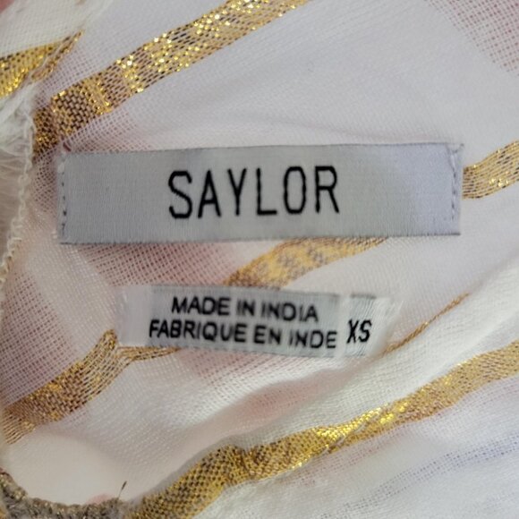 ❤ 3 For $35 Revolve Saylor metallic stripe  ruffle crop short sleeve blouse xs - Picture 14 of 15